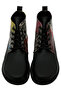 Women's Vegan Leather Black Ankle Boots - Artsy Cat Collage Design - 6