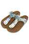 Women's Vegan Leather Blue Flip Flops - Somewhere In Time Design - 2