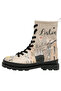 Women's Vegan Leather Beige Zippered Long Boots - Lisbon Design - 6