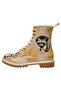 Women's Vegan Leather Beige Long Boots - Raccoon Design - 3