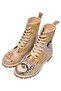Women's Vegan Leather Beige Long Boots - Raccoon Design - 5