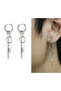 Unisex 316l Surgical Steel Dangle Hook Figure Chain Hoop Earrings - 4