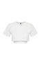 Beyaz 2 Katmanlı Reflektör Baskılı Crop Örme Spor T-Shirt THMSS24TS00001 - 7