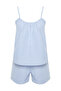 Blue Striped Rope Strap Poplin Shorts Woven Pajamas Set Thmss24Pt00049 - 7