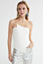 Bridal White Body-Hugging Woven Bustier TPRSS24BZ00008
