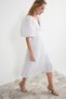 Ecru A-Line Balloon Sleeve Woven Dress with Stone Accessories on the Back Tprss24El00052 - 2