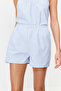 Blue Striped Rope Strap Poplin Shorts Woven Pajamas Set Thmss24Pt00049 - 5