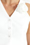 Ecru Fitted Rose Detailed Crop Woven Vest Twoss24Ye00026 - 5