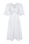 Ecru A-Line Balloon Sleeve Woven Dress with Stone Accessories on the Back Tprss24El00052 - 7
