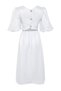 Ecru A-Line Balloon Sleeve Woven Dress with Stone Accessories on the Back Tprss24El00052 - 8