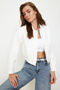 Ekru Crop İnce Bomber Mont TWOSS24MO00032 - 5