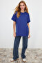 Saks %100 Kalın Pamuklu Oversize/Geniş Kalıp Bisiklet Yaka Örme T-Shirt TWOSS23TS00040 - 3