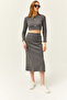 Women's Smoked Slit Skirted Thick Corded Ribbed Suit TKM-19000252 - 2