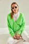 Women's Pistachio Green Tie-Detail Knitwear Cardigan Stk294 - 7