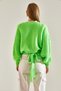 Women's Pistachio Green Tie-Detail Knitwear Cardigan Stk294 - 4