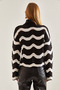 Women's Black Ecru Patterned Openwork Knitwear Sweater 60021022 - 6