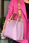 Large Size Knitted Embroidered Handmade Casual Women's Shoulder Bag 4031 Lilac - 5
