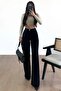 Palazzo Black Non-Fading High-Waisted Stretchy Wide-Leg Jeans - 5