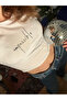 Y2K Street Style White Women's Black Impossible Letter Short Sleeve Crop Body
