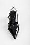 Women's Joelle Black Patent Leather Belted Buckle Pointed Stiletto - 5