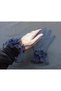 Camelia floral ruffle bridal gloves short navy blue - 6