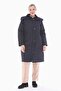 Women's Large Size Hooded 105 Cm Navy Blue Quilted Coat 1018 - 2