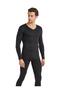 V-Neck Long Sleeve Black Unisex Thermal Underwear C7T5N2O1 - 4