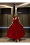 Special Design Red Glitter Midi Dress - 7
