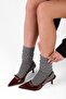 Women's Royal Claret Red Patent Leather Belted Buckle Pointed Stiletto - 4
