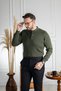 Interview Wraps Polo Collar 100% Cotton Khaki Green Knitwear Sweater - 7
