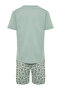 Green 100% Cotton Regular Fit Printed Knitted Shorts Pajamas Set Thmss21Pt0324 - 8