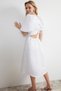 Ecru A-Line Balloon Sleeve Woven Dress with Stone Accessories on the Back Tprss24El00052 - 3