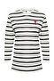 Beyaz Süprem Çizgili Kalp Nakışlı Uzun Kollu Örme Tunik T-shirt TCTSS24UK00030 - 7