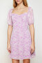 Lilac Floral Print A-Cut Chiffon Lined Mini Woven Dress TWOSS23EL00512 - 4
