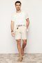 Ecru Regular Fit Apache Collar Knitwear Look Shirt Tmnss24Go00026 - 3