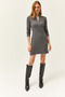 Women's Smoked Stand Collar Zippered Thick Ribbed Mini Dress ELB-19002022 - 8