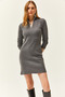 Women's Smoked Stand Collar Zippered Thick Ribbed Mini Dress ELB-19002022 - 7