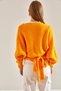 Women's Yellow Knitwear Cardigan with Tie Detail Stk294 - 5