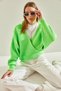 Women's Pistachio Green Tie-Detail Knitwear Cardigan Stk294 - 6