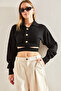Women's Black Polo Collar Buttoned Knitwear Cardigan Stk311 - 7