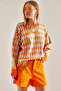 Women's Orange Crew Neck Knitwear Sweater Stk287 - 6