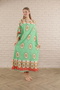 Women's light green print plus size woven viscose dress long dress - 5