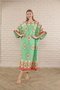 Women's light green print plus size woven viscose dress long dress - 8