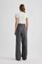 Pensli Classic Gray Trousers Wide Leg Wide Loose Leg Basic Plain Long Length High Waist with Pockets C2020Ax24Sp - 7