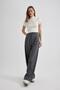 Pensli Classic Gray Trousers Wide Leg Wide Loose Leg Basic Plain Long Length High Waist with Pockets C2020Ax24Sp - 4