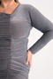 Women's Gray Glitter Plus Size Flexible Slit Detail Draped Dress - 5