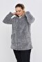Plus Size Heat-Retaining Plush Zip-Up Hooded 2-Pocket Knitted Plush Fleece Sweatshirt - 8