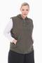 Women's Large Size Hooded Khaki Fleece Vest 1026 - 3