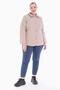Women's Large Size Polo Collar Light Beige Seasonal Quilted Coat 1030 - 2