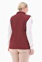 Women's Large Size Polo Collar Claret Red Quilted Vest 1028 - 6
